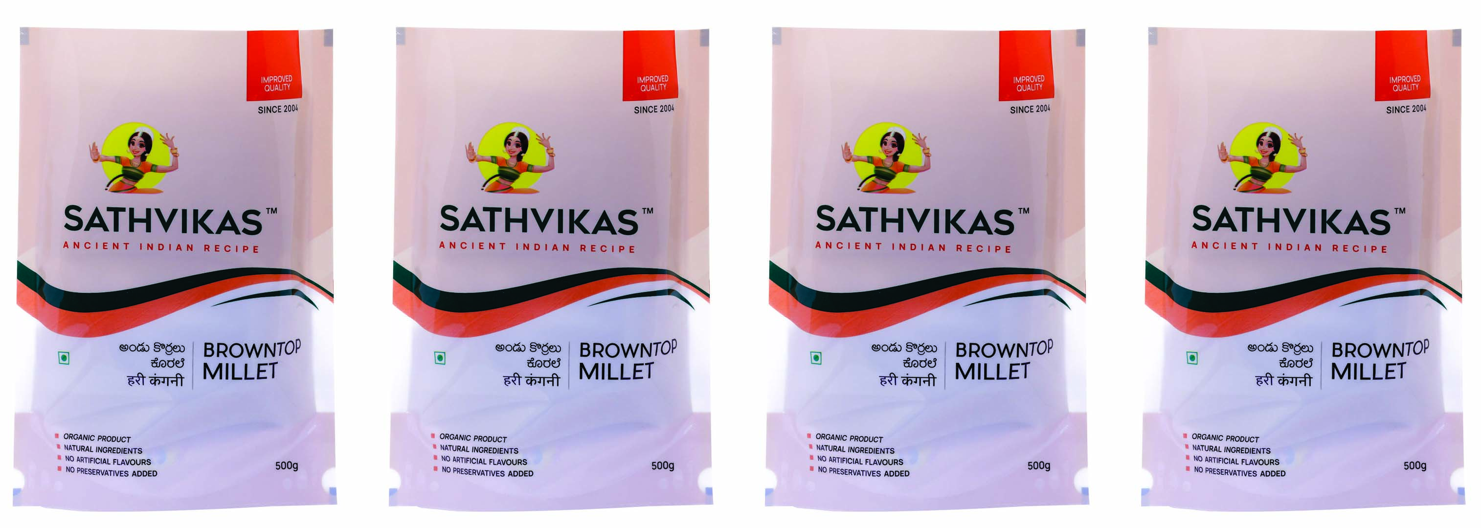 Sathvikas Andu Korralu / Brown Top Millet (500 grams) Pack Of 4.